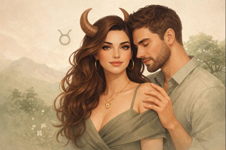 Boğa burcu ilişkide güveni nasıl kurar sorusunu yansıtan, sakinlik ve istikrar temalı modern astroloji görseli