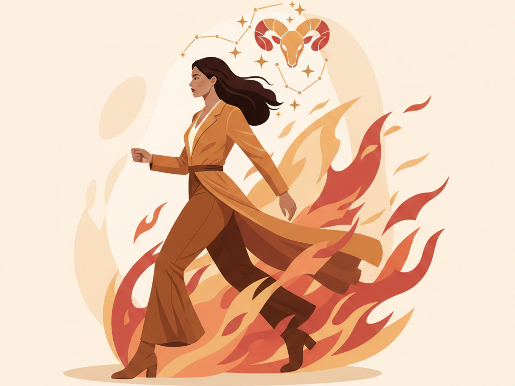 Koç burcu 2026 ruhsal yorumu, içsel güç ve yeni başlangıçları simgeleyen modern astroloji görseli