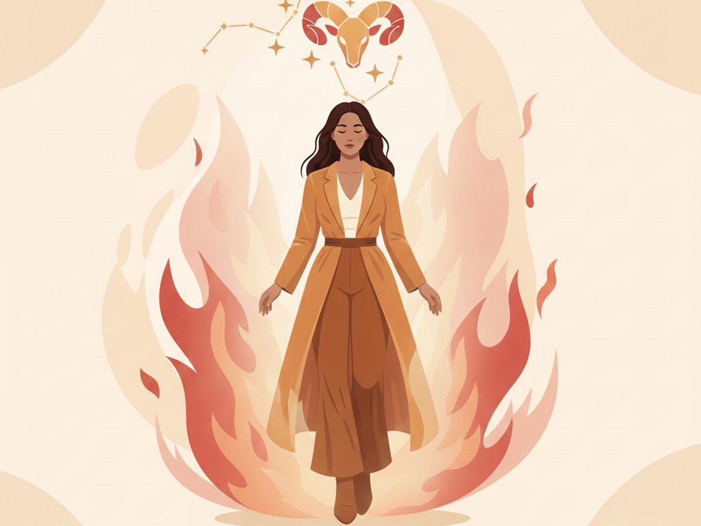 Koç burcu 2026 ruhsal yorumu, içsel güç ve yeni başlangıçları simgeleyen modern astroloji görseli