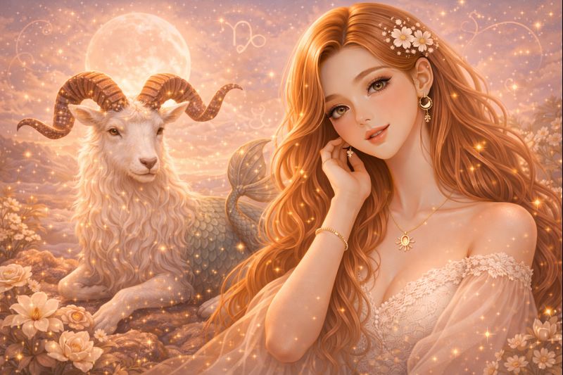 Oğlak burcu 2026 ruhsal yorumu, içsel güç ve yeni başlangıçları simgeleyen modern astroloji görseli