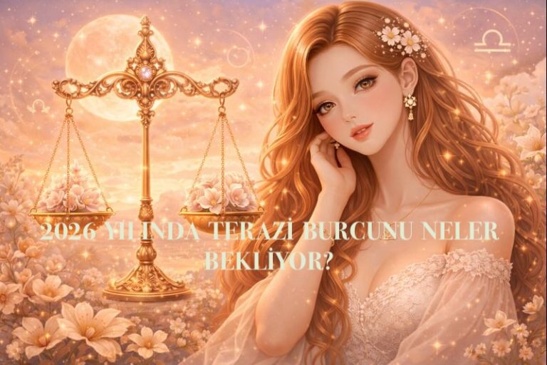 Terazi burcu 2026 ruhsal yorumu, içsel güç ve yeni başlangıçları simgeleyen modern astroloji görseli